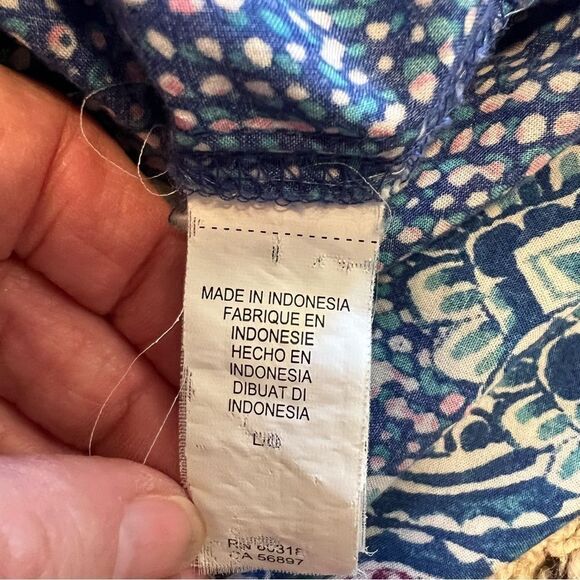 Lucky Brand Boho Blue and Pink Blouse. Size Large. Great Condition! - Picture 10 of 13